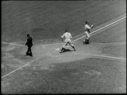 New York Yankees player Babe Ruth strikes out during a baseball game. News Clip