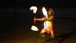 Traditional Hawaiian Fire Knife Hula Dancer Stock Footage