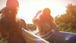 Surfer girls point of view Stock Footage