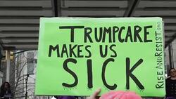 Anti-Trump Protest, Nurses & 1199SEIU United Healthcare Workers, NYC Stock Footage