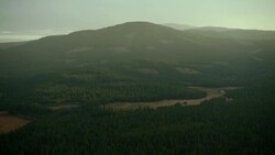 Patches of clearcut evergreen forest mark the landscape near Lassen National Forest, California. Stock Footage