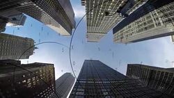 data stream of numbers animated over city background. digital revolution concept. global networking idea Stock Footage