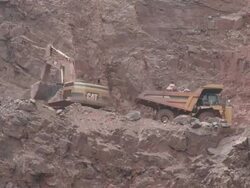 MS Stone cutter cutting stone at quarry / Taben-Rodt, Rhineland-Palatinate, Germany Stock Footage
