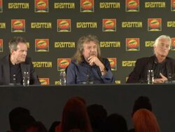 INTERVIEW: Robert Plant on sometimes struggling with lyrics at different periods in his life at Led Zeppelin Celebration Day Press Conference on September 21, 2012 in London, England (Footage by WireImage Video/Getty Images) Stock Footage