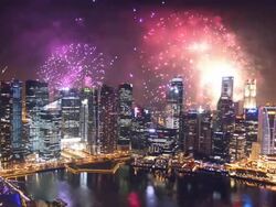 City fireworks Stock Footage