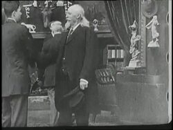 William F. Buffalo Bill Cody performs a secret handshake with a group of men. Stock Footage