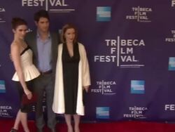 Bitsie Tulloch, Adam Christian Clark and Marguerite Moreau at 2012 Tribeca Film Festival - "Caroline And Jackie" Premiere Stock Footage