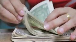 Close-up of Counting money Dollars Cash banknote Stock Footage