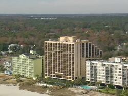 WS AERIAL ZI View of hotel buildings beside beach / South Carolina, United States Stock Footage