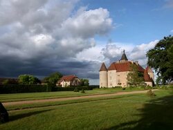 WS View of 14 century medieval castle / Beauvoir, Allier, France  Stock Footage