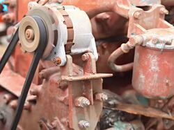 Spinning belt motor engine to run. Stock Footage