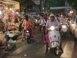 MS SLO MO POV Shot of rush hour in city / Hanoi, Vietnam Stock Footage