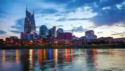 Nashville, Tennessee City Skyline - Day to Night Time Lapse Stock Footage