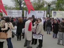 Protestors sing, chant and hold signs in opposition to gay marriage at the March for Marriage Stock Footage