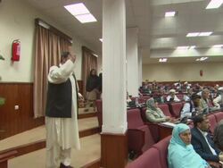MS PAN Man  saying something to Parliament and  others  leaving after his words AUDIO / Kabul, Kabul Province, Afghanistan Stock Footage