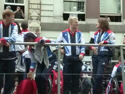 Jonnie Peacock at 'Our Greatest Team Parade' London 2012 on September 10, 2012 in London, England (Footage by WireImage Video/Getty Images) Stock Footage