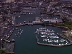 AERIAL, Marina, Plymouth, England Stock Footage