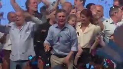 CLEAN : Argentinas new president Macri shows off unique dance moves News Clip