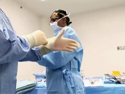 MS Doctors wearing surgical gloves  /  Little Rock, Arkansas, US Stock Footage