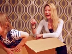 Mom with son and box. Stock Footage