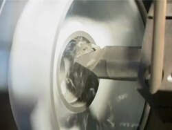 Machine cutting through metal Stock Footage