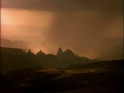 WA Silhouetted mountain range, against hazy light of sunset, Simian mountains, Ethiopia, Africa Stock Footage