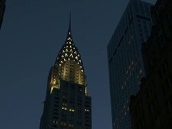 Evening shot of the Chrysler Building looking up. Stock Footage