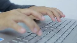 Business woman typing laptop Stock Footage