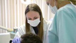 Young female dentist working Stock Footage