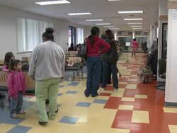 2009 WS People waiting in line in job center office/ Antioch, California, USA/ AUDIO Stock Footage