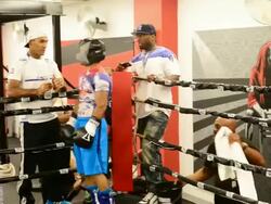 Curtis 50 Cent' Jackson Hosts boxer Yuriorkis Gamboa Open Media Workout Stock Footage