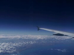 airplane wing in flight Stock Footage