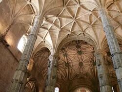 Lisbon, Jeronimos Monastery, Hieronymites Monastery (Mosteiro dos Jeronimos), the nave Stock Footage