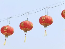 swinging red chinese lanterns Stock Footage
