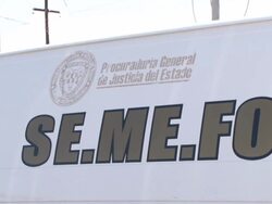 MS Shot of Exterior sign of Mexican CSI lab van AUDIO / Ciudad Juarez, Juarez, Mexico Stock Footage