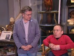 INTERVIEW: Warwick Davis & Nick Dudman on the secrets of the special effects room at A Tour Of The Set Of Harry Potter at Leavesden Studios on March 30, 2012 in Watford, England. Stock Footage