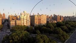 data stream of numbers animated over city background. digital revolution concept. global networking idea Stock Footage