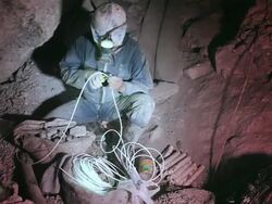 MS Shot of miner working at Potosi Mountains / Potosi, Bolivia Stock Footage