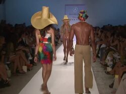 Models walk the runway wearing Trina Turk 2011 Stock Footage