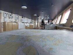 WS, Icebreaker navigation bridge, map in foreground, Russia Stock Footage