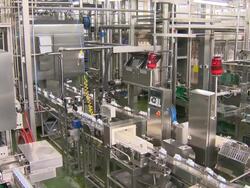 Shot of production line in the Seoul milk plant Stock Footage