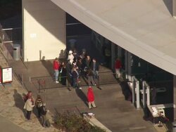 CU AERIAL Shot of people collecting tickets at World of Coca Cola company / Georgia, United States Stock Footage