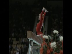 SYND 19-8-73 OLGA KORBUT PERFORMING ON BALANCE BEAM IN MOSCOW News Clip