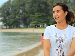 Woman at the ocean Stock Footage