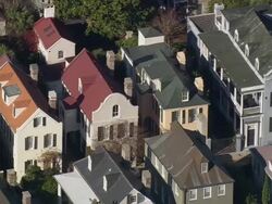 MS AERIAL Shot of row houses at Charleston / South Carolina, United States Stock Footage