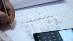 Engineers design houses Stock Footage