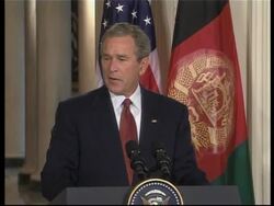 Excerpt presser by Bush and Afghan leader Instructional Video
