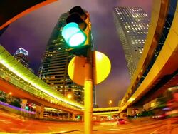 Dolly shot of Hong Kong at night Stock Footage