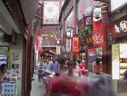 MS T/L Tourists visiting Yuyuan Bazaar in Shanghai / Shanghai,  China Stock Footage