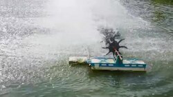 Water wheel in prawn farm Stock Footage